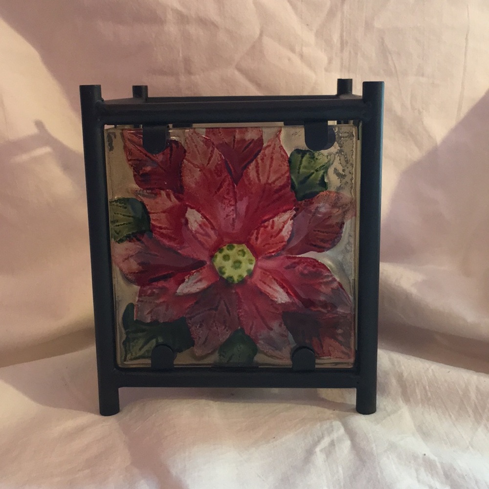 Fused Glass Poinsettia Candle Holder